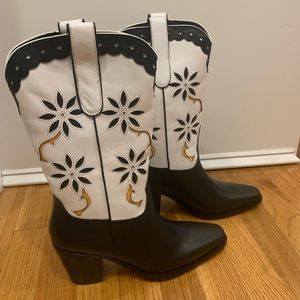 UO Black & White Cowboy Boot
